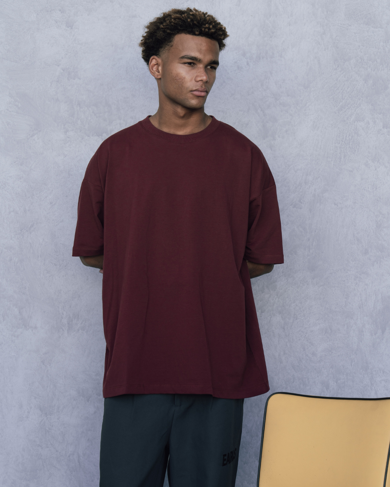 Luxe Oversized Tee - Maroon