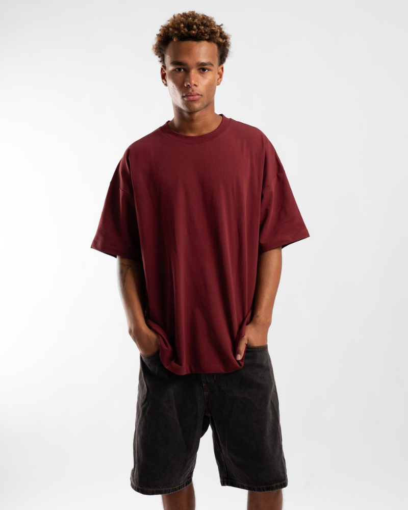 Luxe Oversized Tee - Maroon