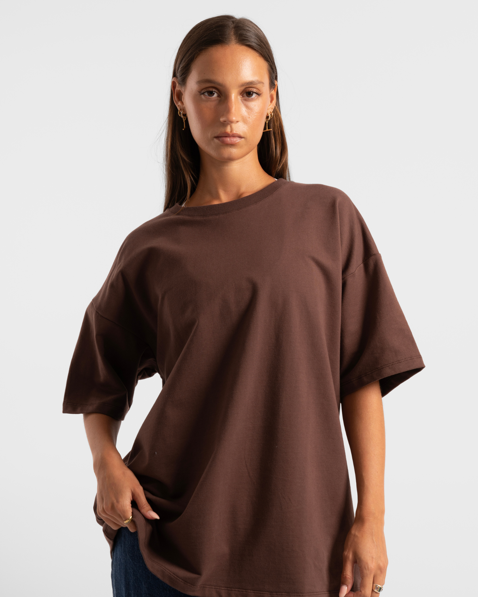 Luxe Oversized Tee - Chocolate